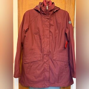 Lands’ End Women’s 3 in 1 Hooded Burgundy Jacket Coat w Puffer Vest NWT